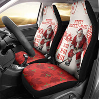 Christmas Canada Hockey Car Seat Cover Merry Hockey-Mas Maple Leaves Pattern - Wonder Print Shop