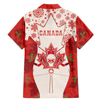 Christmas Canada Hockey Family Matching Off Shoulder Maxi Dress and Hawaiian Shirt Merry Hockey-Mas Maple Leaves Pattern - Wonder Print Shop