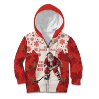 Christmas Canada Hockey Kid Hoodie Merry Hockey-Mas Maple Leaves Pattern - Wonder Print Shop