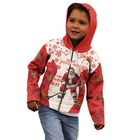 Christmas Canada Hockey Kid Hoodie Merry Hockey-Mas Maple Leaves Pattern - Wonder Print Shop