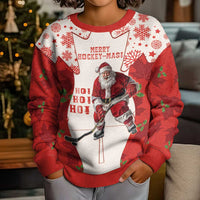 Christmas Canada Hockey Kid Ugly Christmas Sweater Merry Hockey-Mas Maple Leaves Pattern - Wonder Print Shop