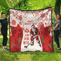 Christmas Canada Hockey Quilt Merry Hockey-Mas Maple Leaves Pattern - Wonder Print Shop