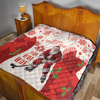 Christmas Canada Hockey Quilt Merry Hockey-Mas Maple Leaves Pattern - Wonder Print Shop