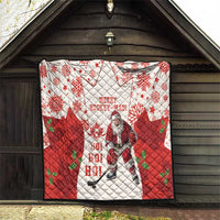 Christmas Canada Hockey Quilt Merry Hockey-Mas Maple Leaves Pattern - Wonder Print Shop