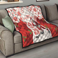 Christmas Canada Hockey Quilt Merry Hockey-Mas Maple Leaves Pattern - Wonder Print Shop