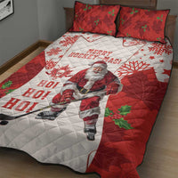 Christmas Canada Hockey Quilt Bed Set Merry Hockey-Mas Maple Leaves Pattern - Wonder Print Shop