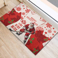 Christmas Canada Hockey Rubber Doormat Merry Hockey-Mas Maple Leaves Pattern - Wonder Print Shop