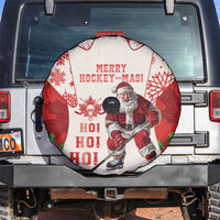 Christmas Canada Hockey Spare Tire Cover Merry Hockey-Mas Maple Leaves Pattern - Wonder Print Shop