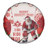 Christmas Canada Hockey Spare Tire Cover Merry Hockey-Mas Maple Leaves Pattern - Wonder Print Shop
