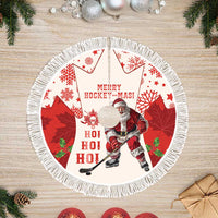 Christmas Canada Hockey Tree Skirt Merry Hockey-Mas Maple Leaves Pattern - Wonder Print Shop