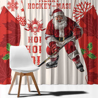 Christmas Canada Hockey Window Curtain Merry Hockey-Mas Maple Leaves Pattern - Wonder Print Shop
