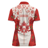 Christmas Canada Hockey Women Polo Shirt Merry Hockey-Mas Maple Leaves Pattern - Wonder Print Shop