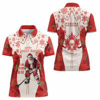 Christmas Canada Hockey Women Polo Shirt Merry Hockey-Mas Maple Leaves Pattern - Wonder Print Shop