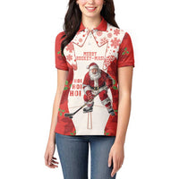 Christmas Canada Hockey Women Polo Shirt Merry Hockey-Mas Maple Leaves Pattern - Wonder Print Shop