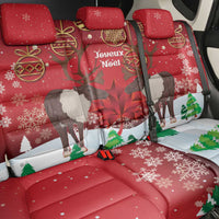 Christmas Canada Back Car Seat Cover Joyeux Noel - Caribou With Maple Leaf - Wonder Print Shop