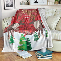 Christmas Canada Blanket Joyeux Noel - Caribou With Maple Leaf