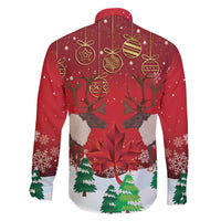 Christmas Canada Family Matching Mermaid Dress and Hawaiian Shirt Joyeux Noel - Caribou With Maple Leaf - Wonder Print Shop