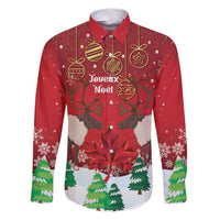 Christmas Canada Family Matching Puletasi and Hawaiian Shirt Joyeux Noel - Caribou With Maple Leaf - Wonder Print Shop