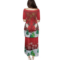 Christmas Canada Family Matching Puletasi and Hawaiian Shirt Joyeux Noel - Caribou With Maple Leaf - Wonder Print Shop