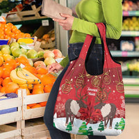 Christmas Canada Grocery Bag Joyeux Noel - Caribou With Maple Leaf
