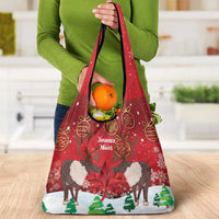 Christmas Canada Grocery Bag Joyeux Noel - Caribou With Maple Leaf