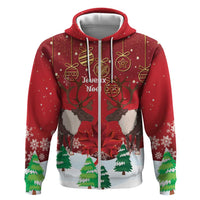 Christmas Canada Hoodie Joyeux Noel - Caribou With Maple Leaf - Wonder Print Shop
