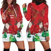 Christmas Canada Hoodie Dress Joyeux Noel - Caribou With Maple Leaf - Wonder Print Shop