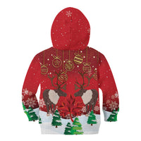 Christmas Canada Kid Hoodie Joyeux Noel - Caribou With Maple Leaf - Wonder Print Shop