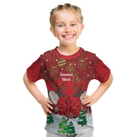 Christmas Canada Kid T Shirt Joyeux Noel - Caribou With Maple Leaf - Wonder Print Shop