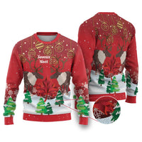 Christmas Canada Ugly Christmas Sweater Joyeux Noel - Caribou With Maple Leaf - Wonder Print Shop