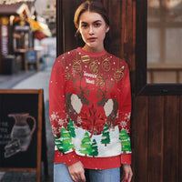 Christmas Canada Ugly Christmas Sweater Joyeux Noel - Caribou With Maple Leaf - Wonder Print Shop