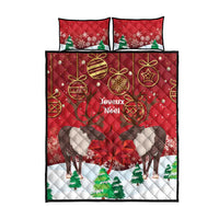 Christmas Canada Quilt Bed Set Joyeux Noel - Caribou With Maple Leaf - Wonder Print Shop