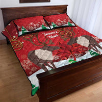 Christmas Canada Quilt Bed Set Joyeux Noel - Caribou With Maple Leaf - Wonder Print Shop