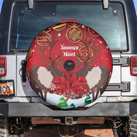 Christmas Canada Spare Tire Cover Joyeux Noel - Caribou With Maple Leaf - Wonder Print Shop