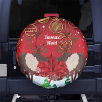 Christmas Canada Spare Tire Cover Joyeux Noel - Caribou With Maple Leaf - Wonder Print Shop
