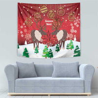 Christmas Canada Tapestry Joyeux Noel - Caribou With Maple Leaf - Wonder Print Shop