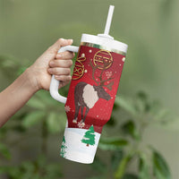 Christmas Canada Tumbler With Handle Joyeux Noel - Caribou With Maple Leaf - Wonder Print Shop