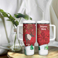 Christmas Canada Tumbler With Handle Joyeux Noel - Caribou With Maple Leaf - Wonder Print Shop