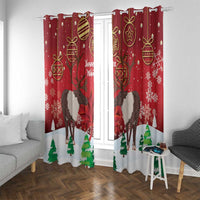 Christmas Canada Window Curtain Joyeux Noel - Caribou With Maple Leaf - Wonder Print Shop