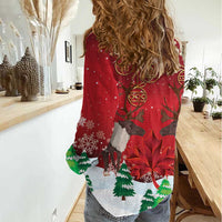 Christmas Canada Women Casual Shirt Joyeux Noel - Caribou With Maple Leaf - Wonder Print Shop