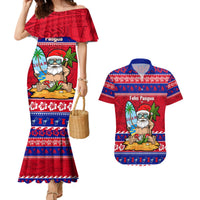 Custom Guam Christmas Couples Matching Mermaid Dress and Hawaiian Shirt Guaman Santas Felis Pasgua - Wonder Print Shop