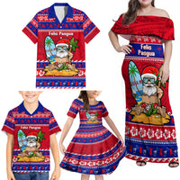 Custom Guam Christmas Family Matching Off Shoulder Maxi Dress and Hawaiian Shirt Guaman Santas Felis Pasgua - Wonder Print Shop