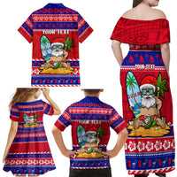Custom Guam Christmas Family Matching Off Shoulder Maxi Dress and Hawaiian Shirt Guaman Santas Felis Pasgua - Wonder Print Shop