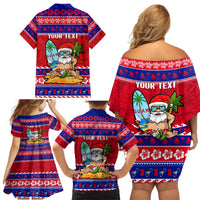 Custom Guam Christmas Family Matching Off Shoulder Short Dress and Hawaiian Shirt Guaman Santas Felis Pasgua - Wonder Print Shop