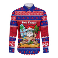 Custom Guam Christmas Long Sleeve Button Shirt Guaman Santas Felis Pasgua - Wonder Print Shop