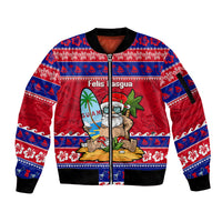 Custom Guam Christmas Sleeve Zip Bomber Jacket Guaman Santas Felis Pasgua - Wonder Print Shop