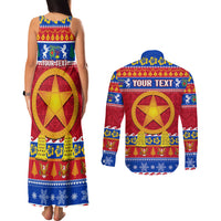 Custom Philippines Christmas Couples Matching Tank Maxi Dress and Long Sleeve Button Shirt Filipino Parol Maligayang Pasko - Wonder Print Shop