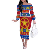 Custom Philippines Christmas Family Matching Off Shoulder Long Sleeve Dress and Hawaiian Shirt Filipino Parol Maligayang Pasko - Wonder Print Shop