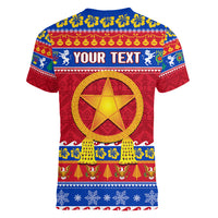 Custom Philippines Christmas Women V Neck T Shirt Filipino Parol Maligayang Pasko - Wonder Print Shop