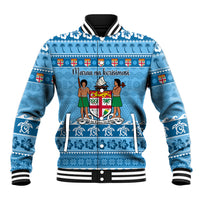 Custom Fiji Christmas Baseball Jacket Fijian Tapa Marau na Kerisimasi - Wonder Print Shop